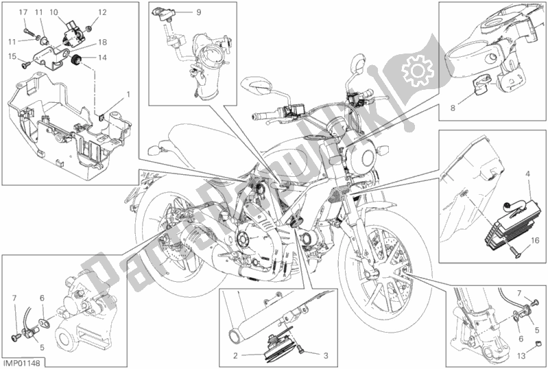 Tutte le parti per il 13d - Dispositivi Elettrici del Ducati Scrambler Icon USA 803 2019